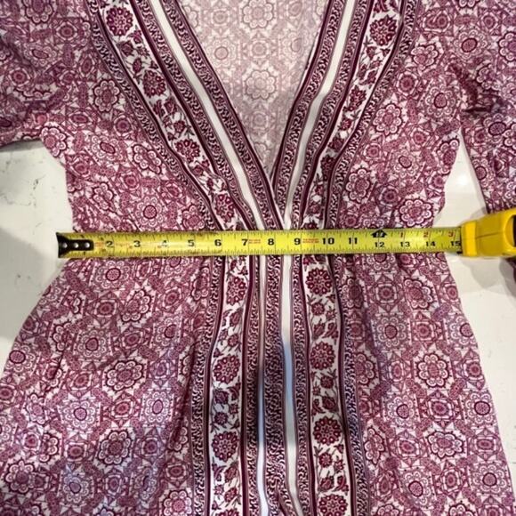 One the Land Stylish Geometric Design Open-Front Romper Long Sleeve Plum Sz Med - Picture 12 of 16